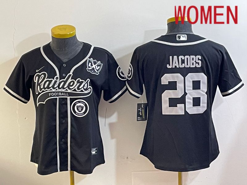Women Oakland Raiders #28 Jacobs Black Joint Name 2024 Nike Limited NFL Jersey style 5->women nfl jersey->Women Jersey